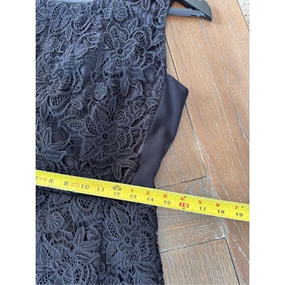 SACHIN & BABI NOIR Black Floral Lace Sheath Mini Dress Double Back Bow Tie Wome - Picture 11 of 13